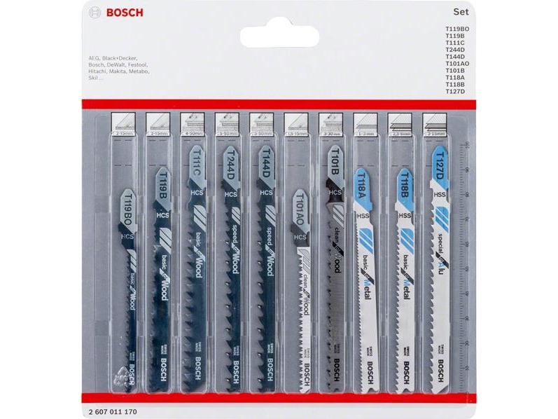 Bosch 2 607 011 170, Stichsägeblatt, Metall, Holz, Schwarz, Grau, Weiß, 10 Stück(E)