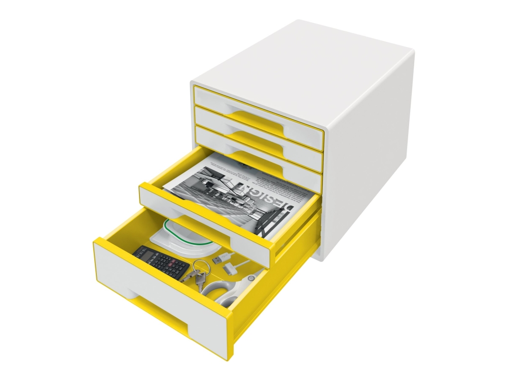 Skuffekabinet Desk Cube Leitz Wow 5-Skuffer Gul