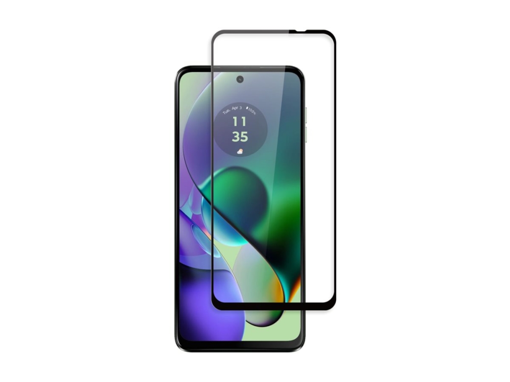 Screenor Premium New Full Cover - Skærmbeskytter For Mobiltelefon - Glas - Rammefarve Sort - For Motorola Moto G54