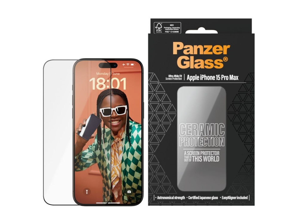 PanzerGlass Ceramic Protection - Skärmskydd för mobiltelefon - ultrabred passning med EasyAligner - glas - ramfärg svart - för Apple iPhone 15 Pro Max | Datorer & Surfplattor - Tillbehör till surfplattor - Covers & Väskor | GameStuff