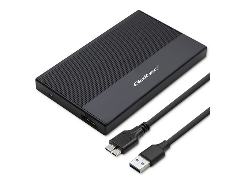 Qoltec Aluminium-Gehäuse | 2,5" Sata | Usb 3.0 | Super Speed 5Gb/S | 2Tb | Schwarz