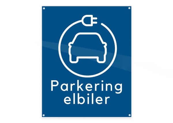 Schild "Parken Elektroautos" 20X25 Cm M/Bohrungen, Aluminium Blau