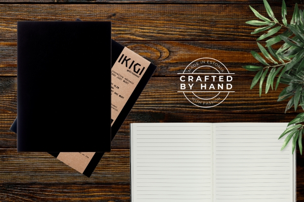 Notizbuch A5 Leather, Liniert, Bonded Leather, Schwarz