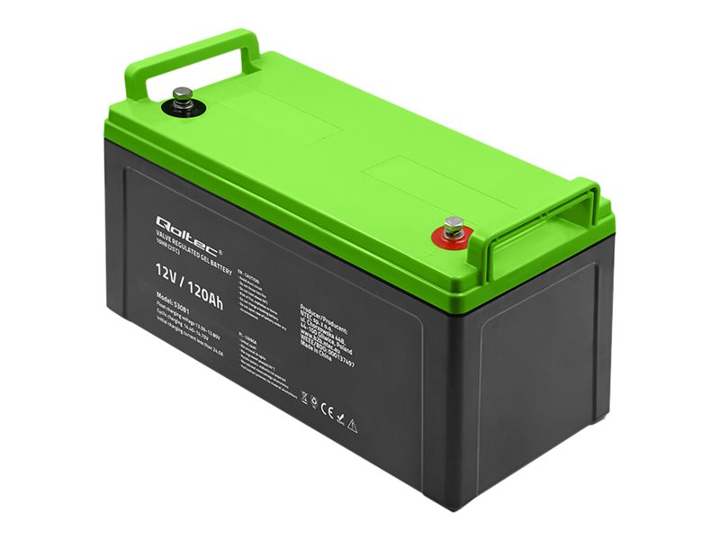 Qoltec - Ups-Batteri - 12 V, 34,8 Kg - Gele - 120 Ah