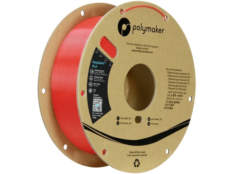 Polymaker Pa12005 Filament Polymaker Polysonic Pla Rot High Speed Pla / 1,75 Mm / 1Kg Filament Pla Kunststoff Highspeed Filament 1,75 Mm 1000 G Rot