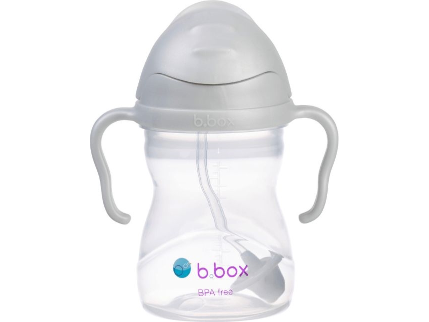 b.box - vandens butelis su šiaudeliu ir svoriu 240 ml | Pilka