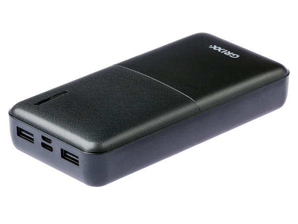 Grixx Powerbank 15000Mah Stromversorgung Micro Usb Und Usb-C Schwarz