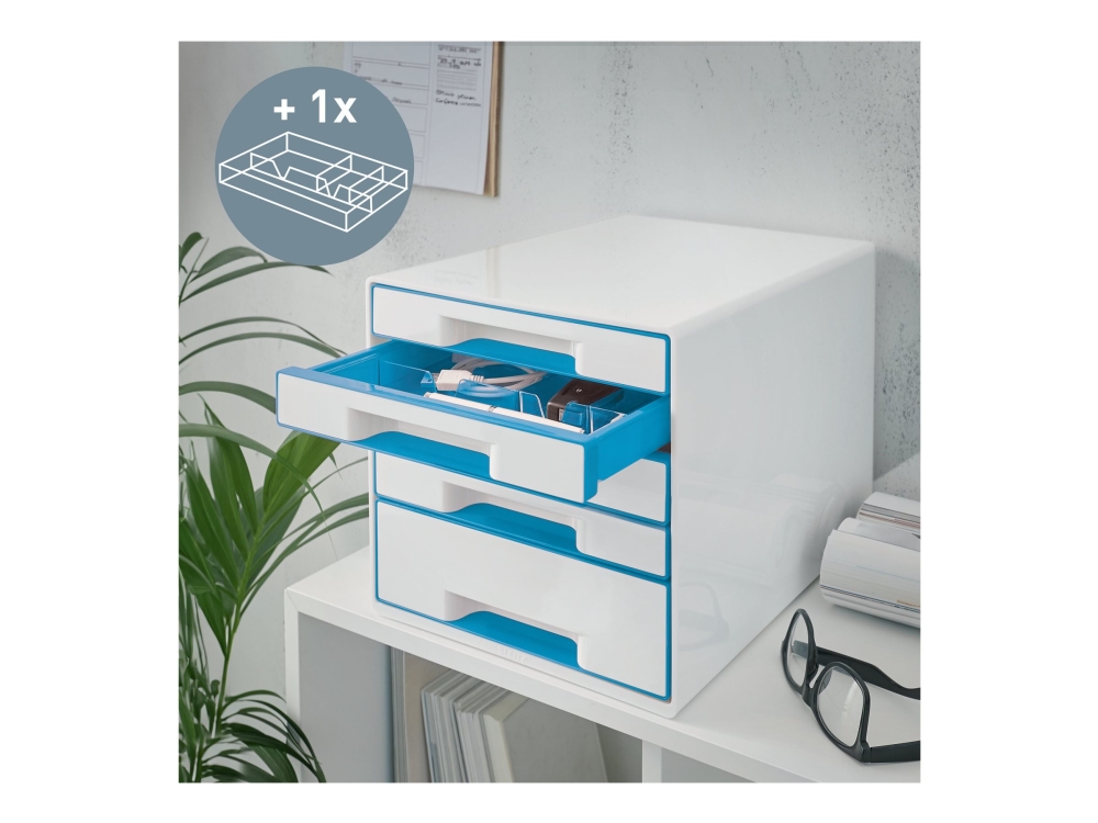 Skuffekabinet Desk Cube Leitz Wow 5-Skuffer Blå