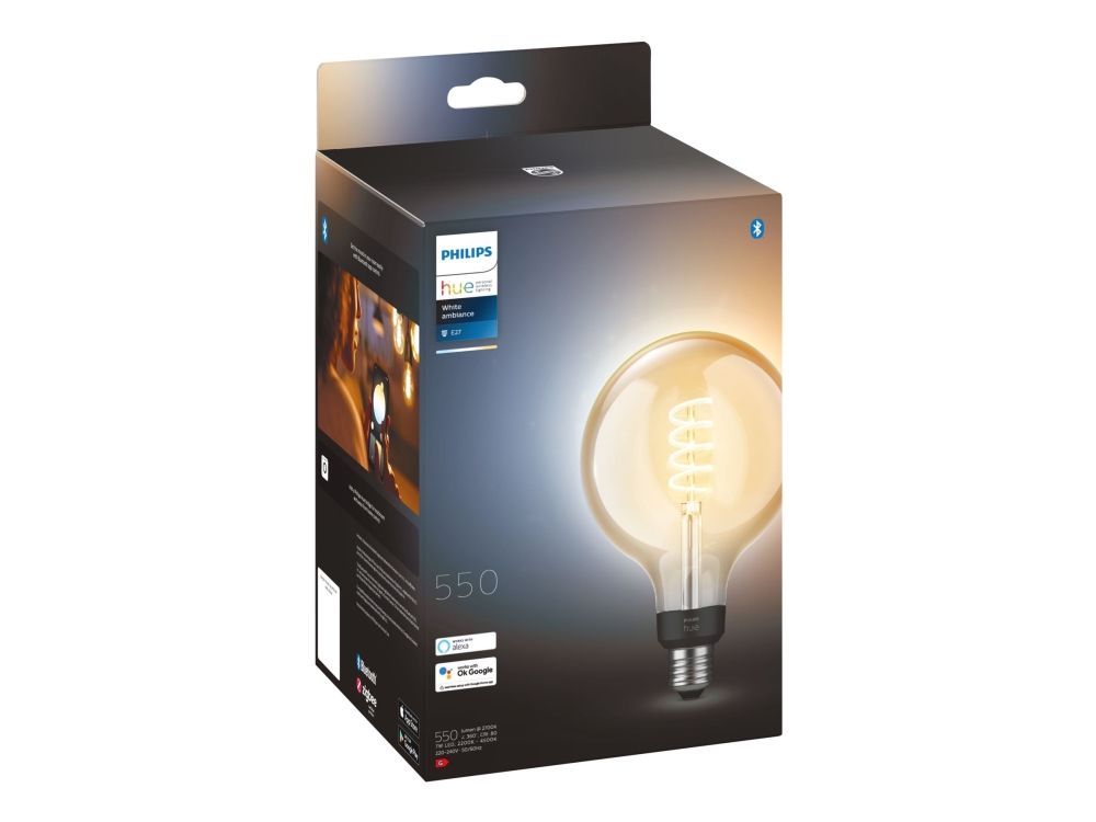 Philips Hue White Ambiance Led Glödlampa Med Filament Form: G125 Klar Finish E27 7 W Motsvarande 40 W Klass G Varmt Till Kallt Vitt L