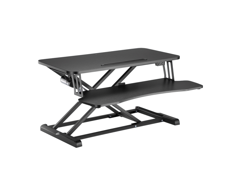 Logilink Sit-Stand Desk Converter, Single Motor, W/ Keyboard Tray, Black