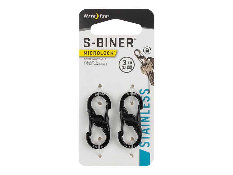 Nite Ize S-Biner Microlock - Karbinklämma - svart (paket om 2) | Utomhus - Camping - Övrig utrustning | GameStuff