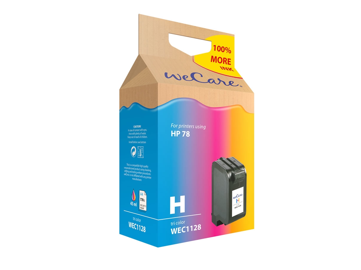 Wecare Wec1128 - 45 Ml - Farve (Cyan, Magenta, Gul) - Kompatibel - Genproduceret - Blækpatron (Alternativ Til: Hp 78) - For Hp Color Copier 310 Fax