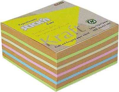 Stickn Notes Kraftwürfel 76X76mm, 5 Farben, 400 Karten Stick "N 21824