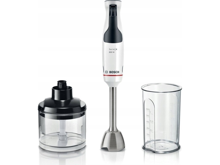 Bosch Serie 4 MSM4W420, Nedsænkning blender, 0,6 L, 1,4 m, 800 W, Sort, Transparent, Hvid