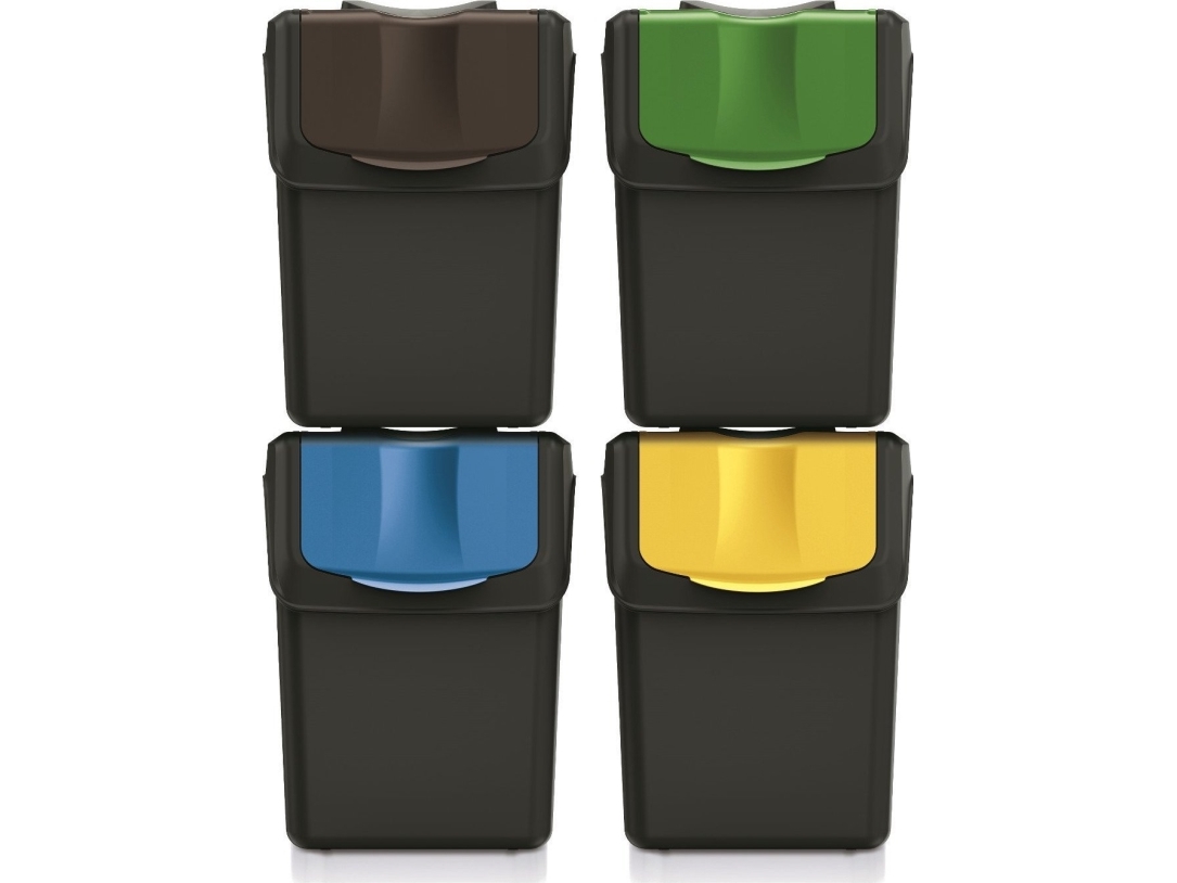Keden Sortibox Trash Garbage Can 20l Set 4 Black Recycling