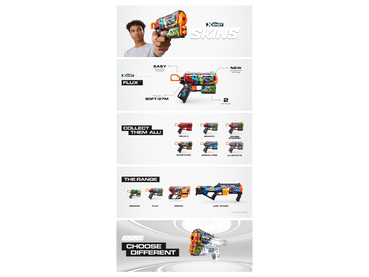 XShot SKINS FLUX-kanon (8 pilar) remsa | Leksaker - Rollek - Blaster och leksaksvapen | GameStuff