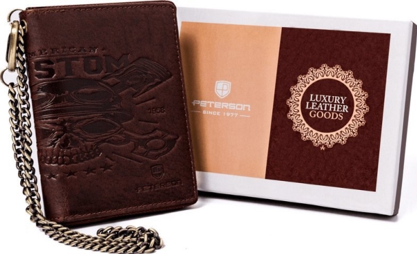 Peterson NoSize miesten nahkainen vetoketjullinen lompakko