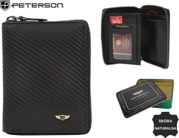 Peterson PETERSON PORTFEL MĘSKI SKÓRZANY PTN 340-CA-6655 czarny 301-Z R 2-1-1