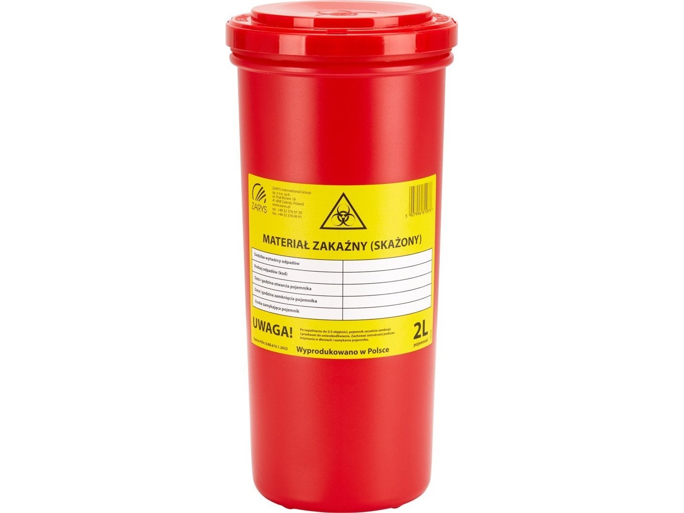 Medicinsk Affaldsbeholder 2 L Rød