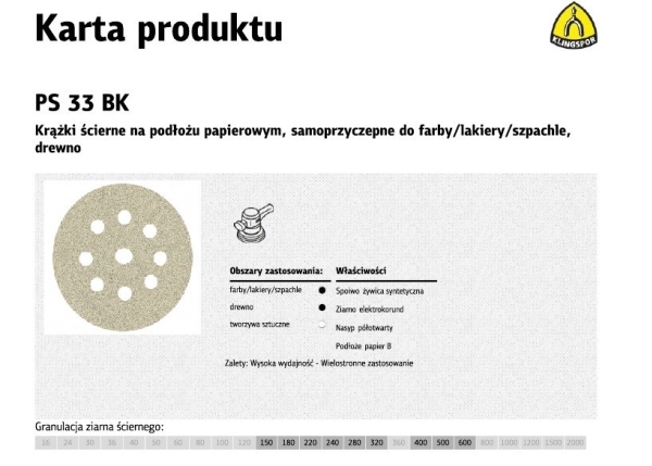 Klingspor Self-Adhesive Abrasive Disc 225Mm Ps33bk Gr.120 Gls38 /50Pcs.