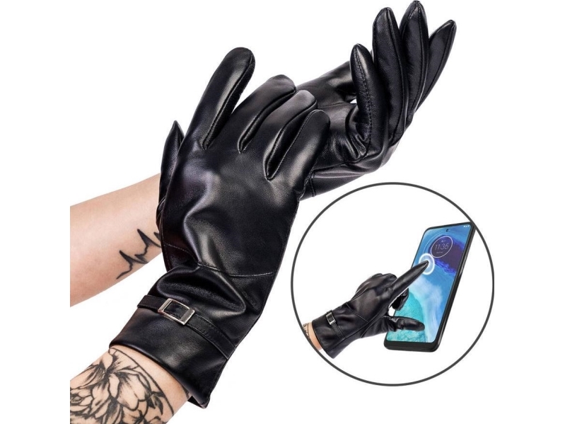 Rovicky Varmede læderhandsker til kvinder med spænde Rovicky S