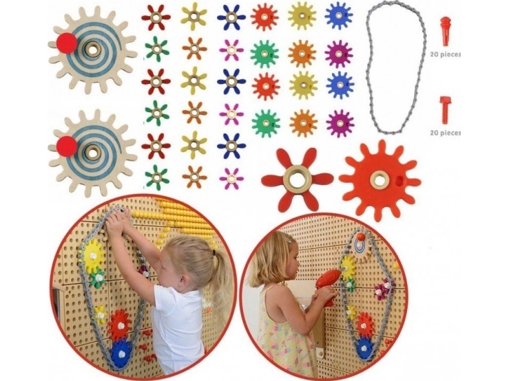 Masterkidz MASTERKIDZ Seinätaulu Hammaspyörät ja ketju 79 El. Rakenna oma mekanismisi