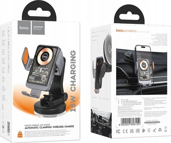 Hoco Induktiver Kfz-Halter Für Scheibe/Dashboard 15W Hw8 Schwarz
