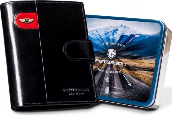 Peterson Suuri miesten nahkainen lompakko, jossa on napsautettava sulkeminen Peterson