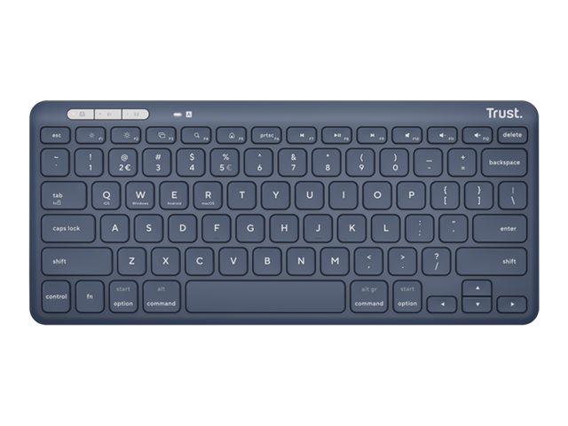 Trust Lyra Compact Wireless - Tastatur - Trådløs - Usb, 2.4 Ghz, Bluetooth 5.0 - Qwerty - Usa - Tastkontakt: Scissor-Key - Blå