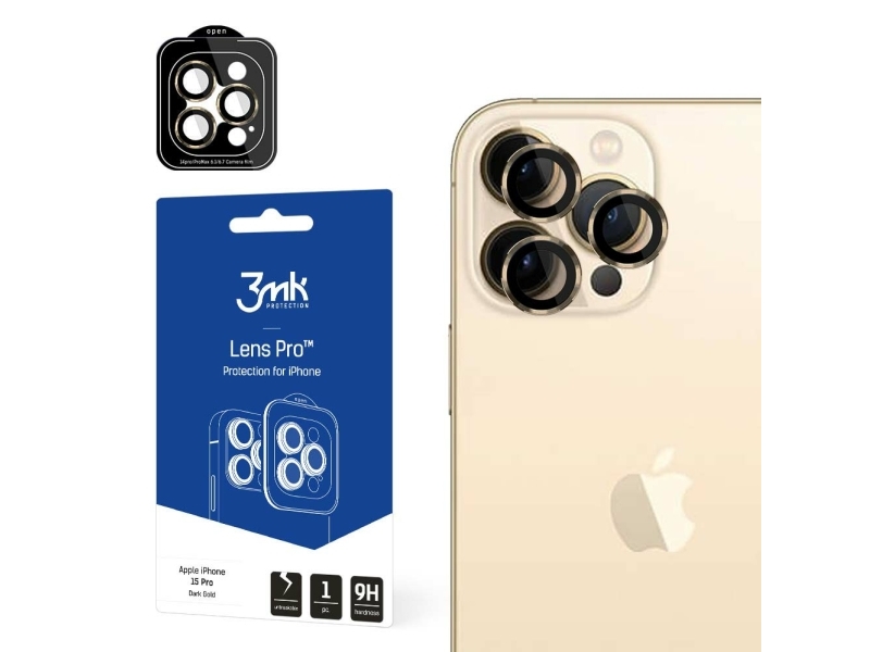 3Mk Lens Protection Pro Kameraschutz Mit Goldrahmen Für Iphone 15 Pro