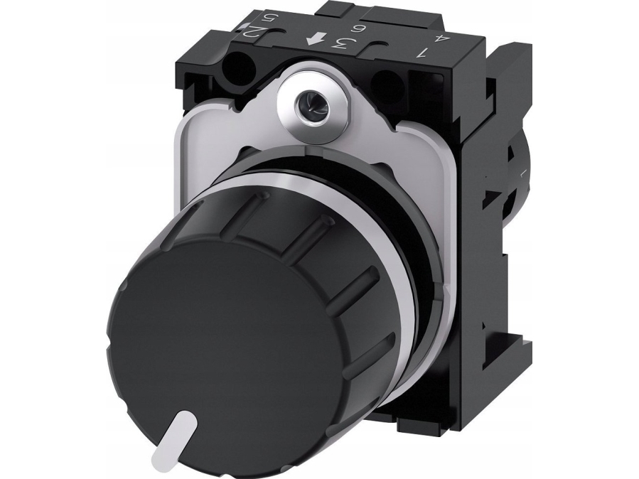 Kompakt potentiometer 22mm rund plast sort 2,2k Ohm med skruetilslutning 3SU1200-2PW10-1AA0