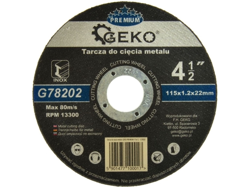 Geko skæreskive til metal Premium 115x1,2 Inox (G78202)