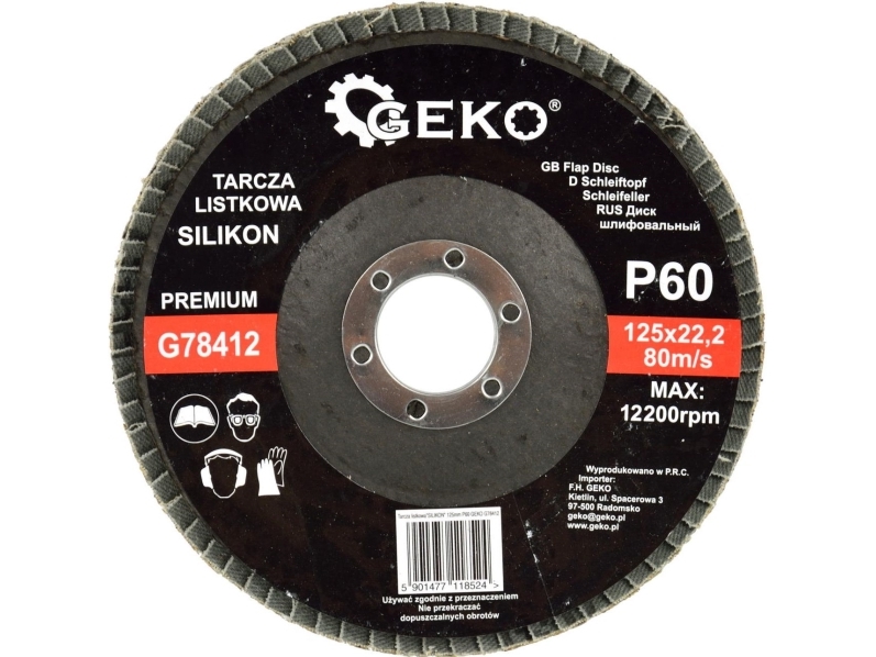 Geko Fächerscheibe „Silikon“ 125 Mm P60 Geko Premium (10/200)