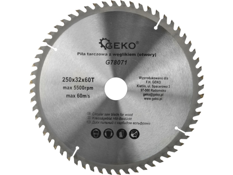 Geko Træskive 250X32x60t (Huller) (25)