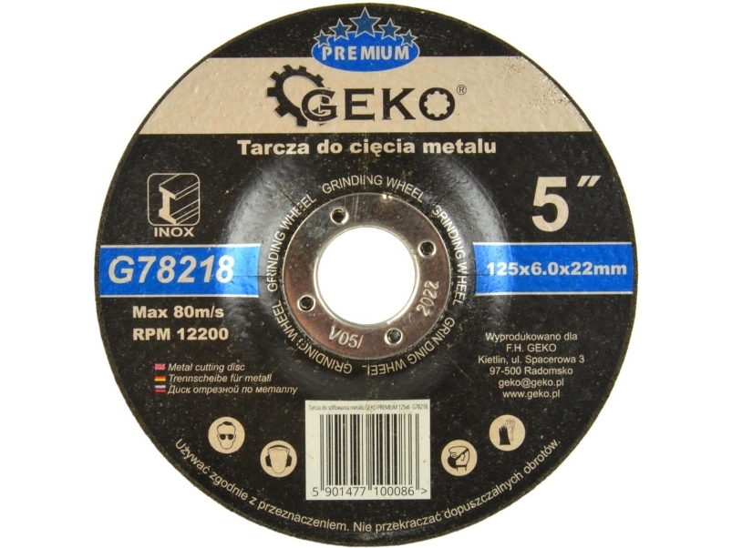 Geko Premium Metalslibeskive 125X6 Inox (5/25/100)