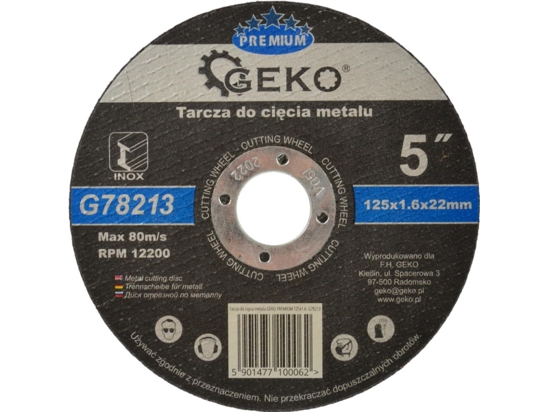 Geko Skæreskive Til Metal Premium 125X1,6 Inox (G78213)