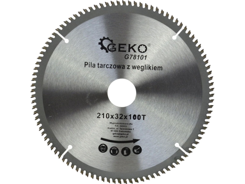 Geko skæreskive til aluminium med hårdmetal 210 mm x 100 T x 32 mm + reduktionssæt (25/50)