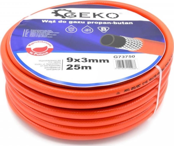 Geko propan-butangasflaske slange 9x3 mm 25MB PL (1) G73750
