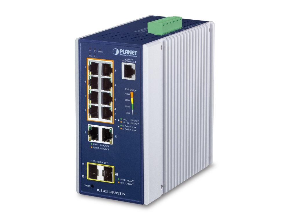 Planet Igs-4215-8Up2t2s, Managed, L2/L4, Gigabit Ethernet (10/100/1000), Vollduplex, Power Over Ethernet (Poe), Wandmontage