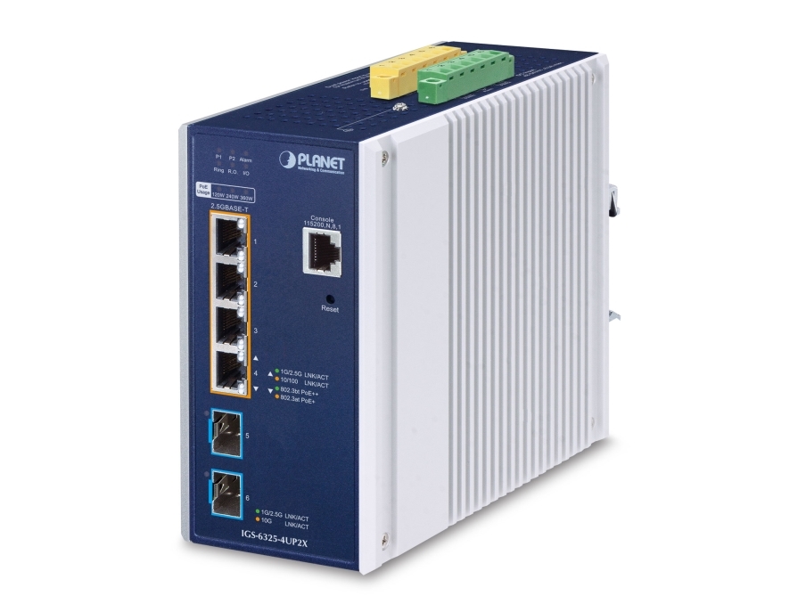 Planet Ip30 Din-Rail Industrial L3, Managed, L3, 2.5G Ethernet (100/1000/2500), Vollduplex, Power Over Ethernet (Poe), Wandmontage