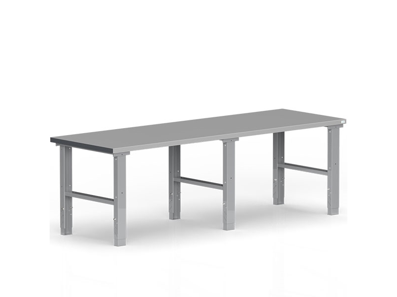 Filebænk 2500x800 mm stål bordplade
