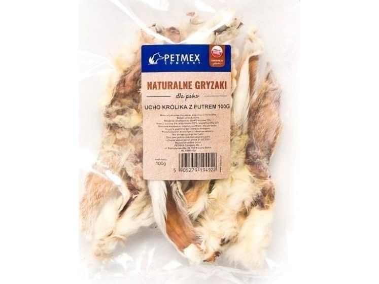 Petmex Hundekauartikel Hasenohr Mit Fell 100G