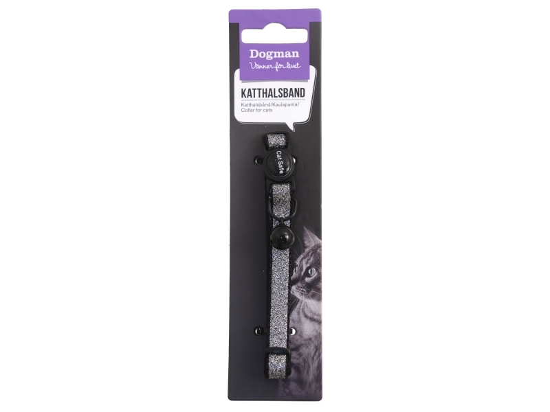 Dogman Kattehalsbånd Gina med Cat Safe mekanisme og klokke Sort 30cm