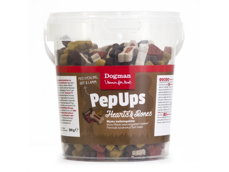 Dogman Pepups Hearts & Bones 3-smak Hundgodis 500g | Sällskapsdjur - Hund - Hundgodis | GameStuff