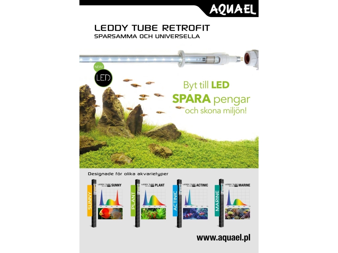 Aquael Lysrør Leddy Tube Retrofit Marine 10W 535-665mm