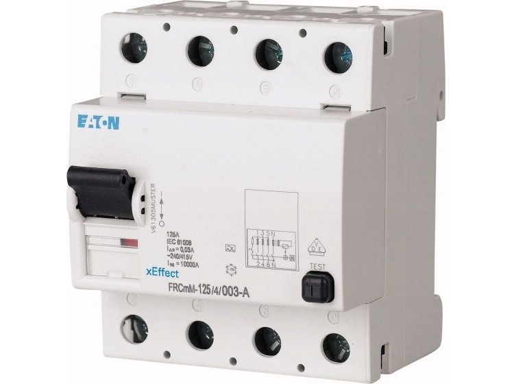 Eaton Residual current circuit breaker 4P 125A 0.1A type AC FRCmM-125/4/01 187815