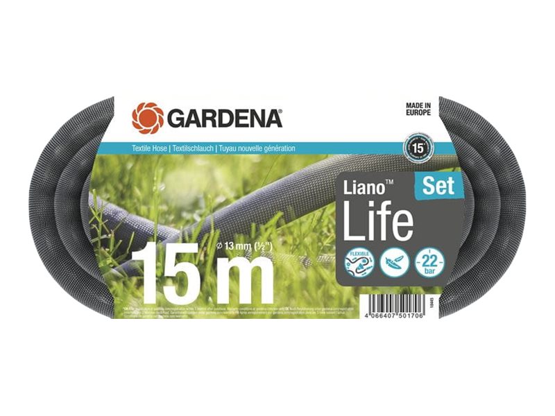 Gardena Liano Life - Slange - med vandstop - 15 m