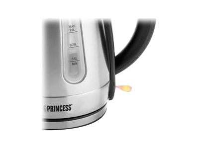 Princess 236023 Wasserkocher, 1 L, 2200 W, Schwarz, Edelstahl, Edelstahl, Wasserstandsanzeige, Filterung