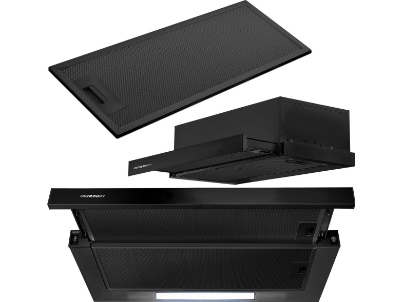 Po spintele montuojamas virtuvės gartraukis – 60 cm Berdsen BE-60-LW juodas