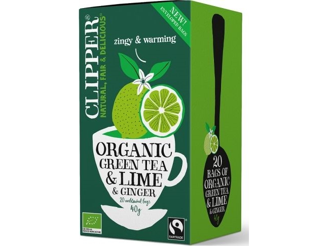 Clipper grønn te med sitron og ingefær Fair Trade Bio 40 g (20 x 2 g)